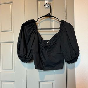 Abercrombie puff sleeve black top XS new with tags